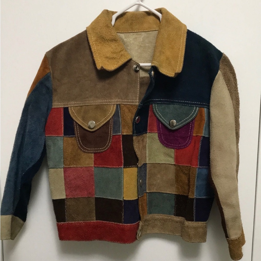 Vintage Leather Patchwork Kids Retro Jacket